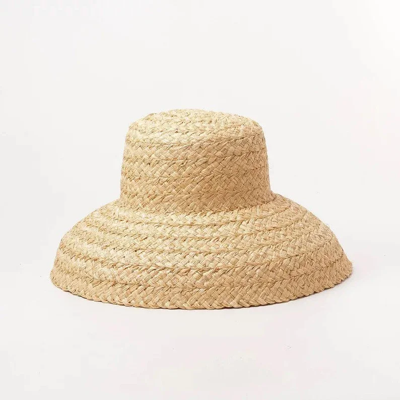 Straw Hat Lampshaped Summer Beach Hat,Fashion Hat With Large Brim Made