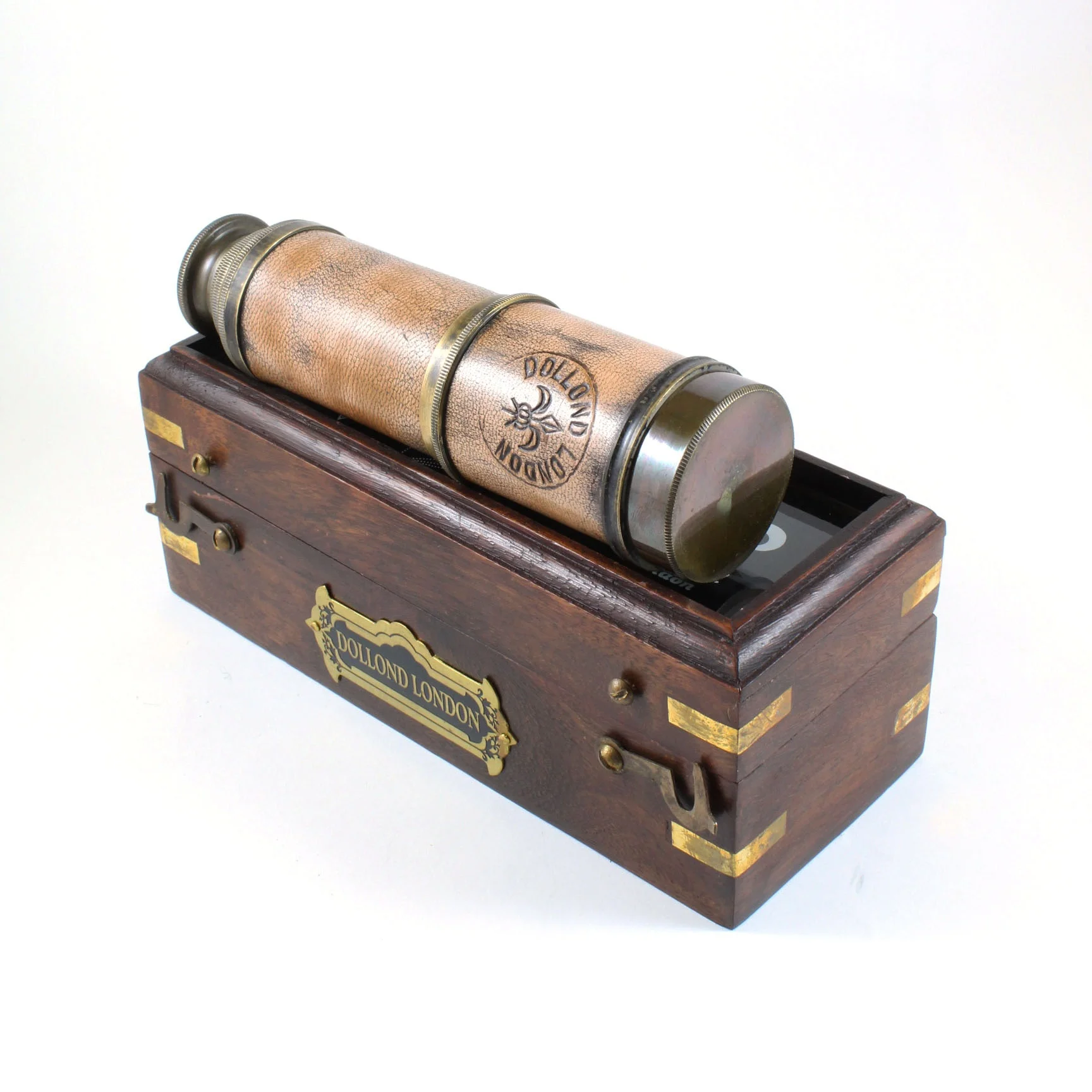 Antique Pirate Telescope - 16" Brass Spyglass With 15x Magnification & Wooden Case, Nautical Decor Collectible