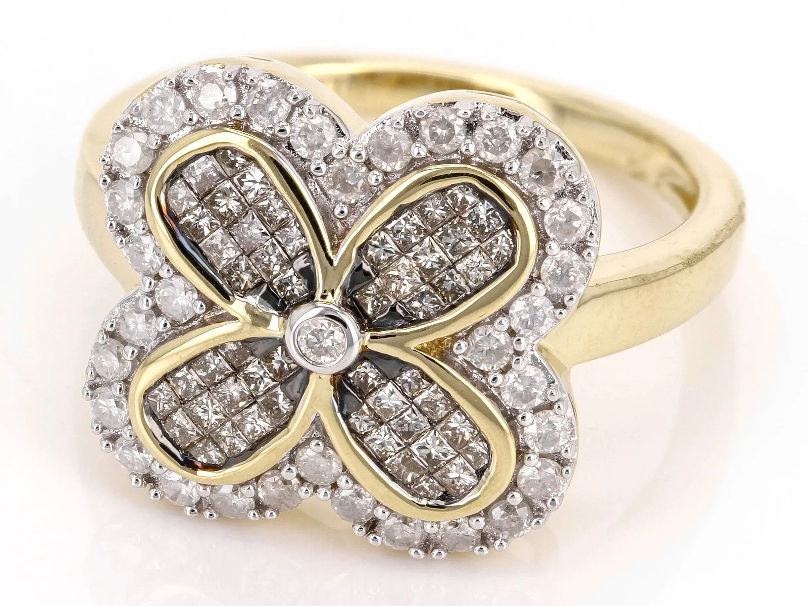 Sophisticated Sparkle Champagne And White Diamond 10k Yellow Gold
