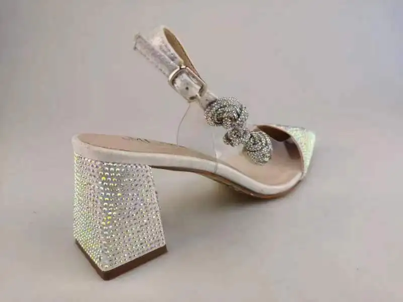 Cheap Price Sparkle High Heels New Fashion Sandals For Ladies Wrapped Heels Pointy Toe Sling
