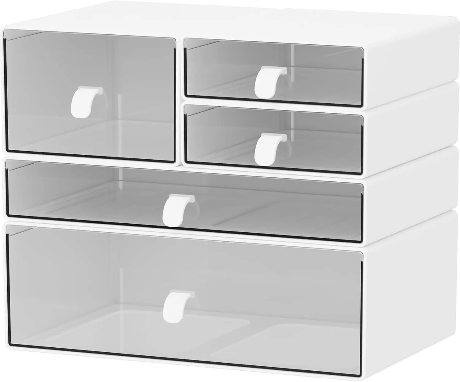 Desk Organizer Set White & Clear (5 Drawer)