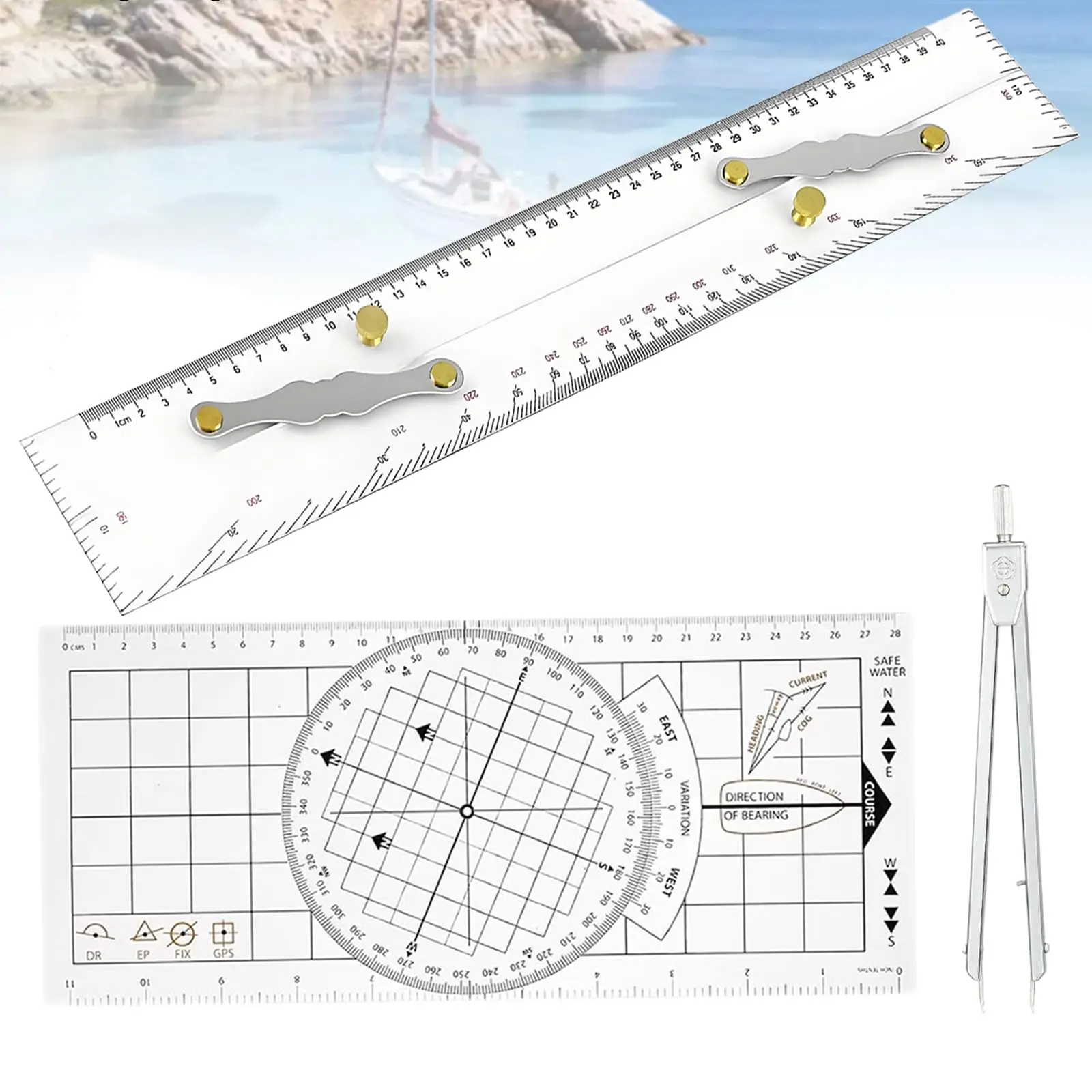 3 Pcs Basic Navigation Set - Marine Navigation Primary Tools