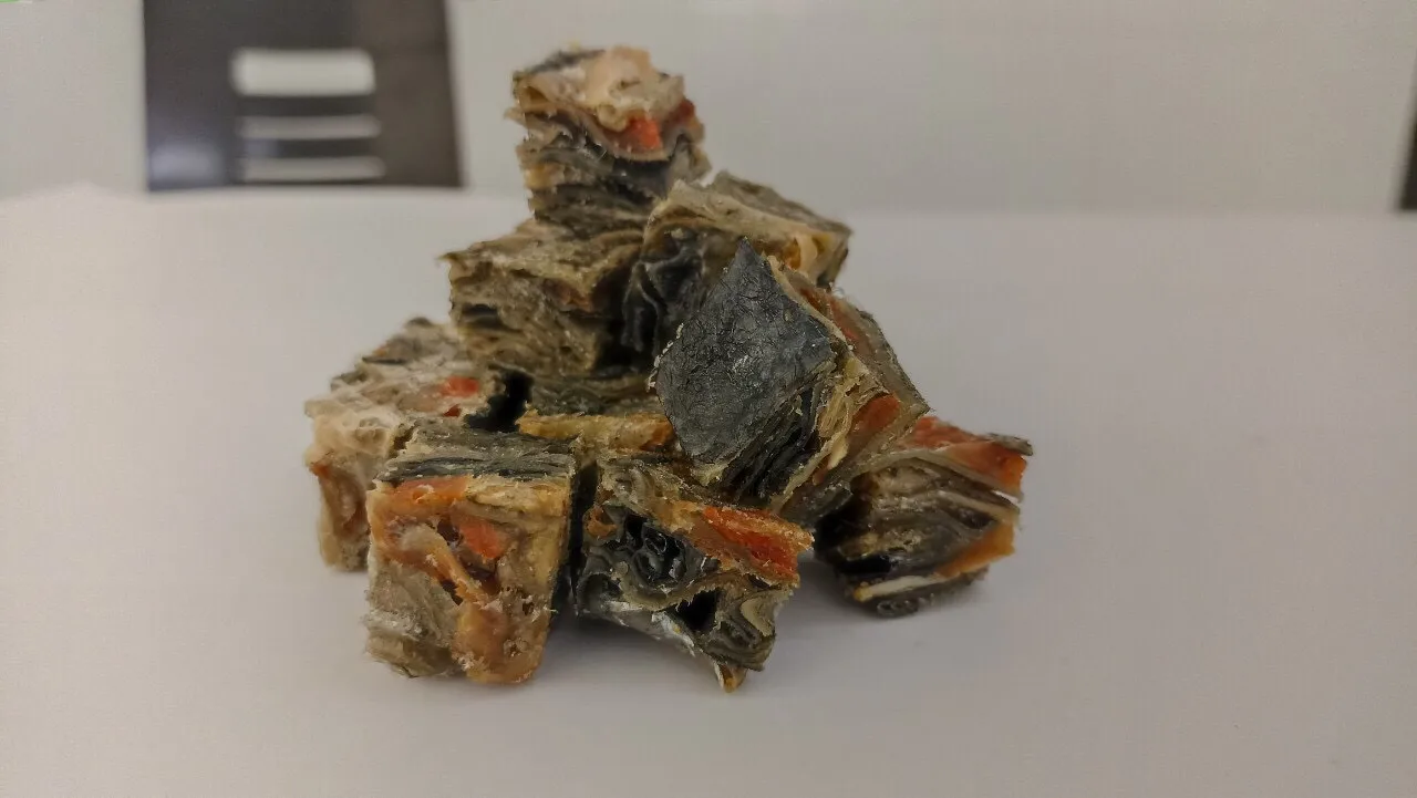 Dried Fish Skin Cubes And Twist From Basa Fish Skin Treat Dried