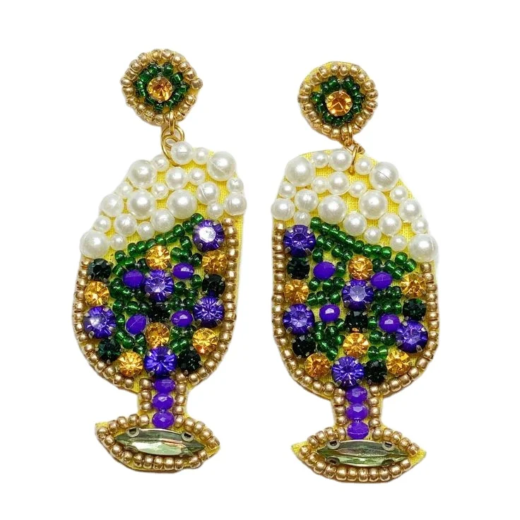 mardi gras seed bead earrings