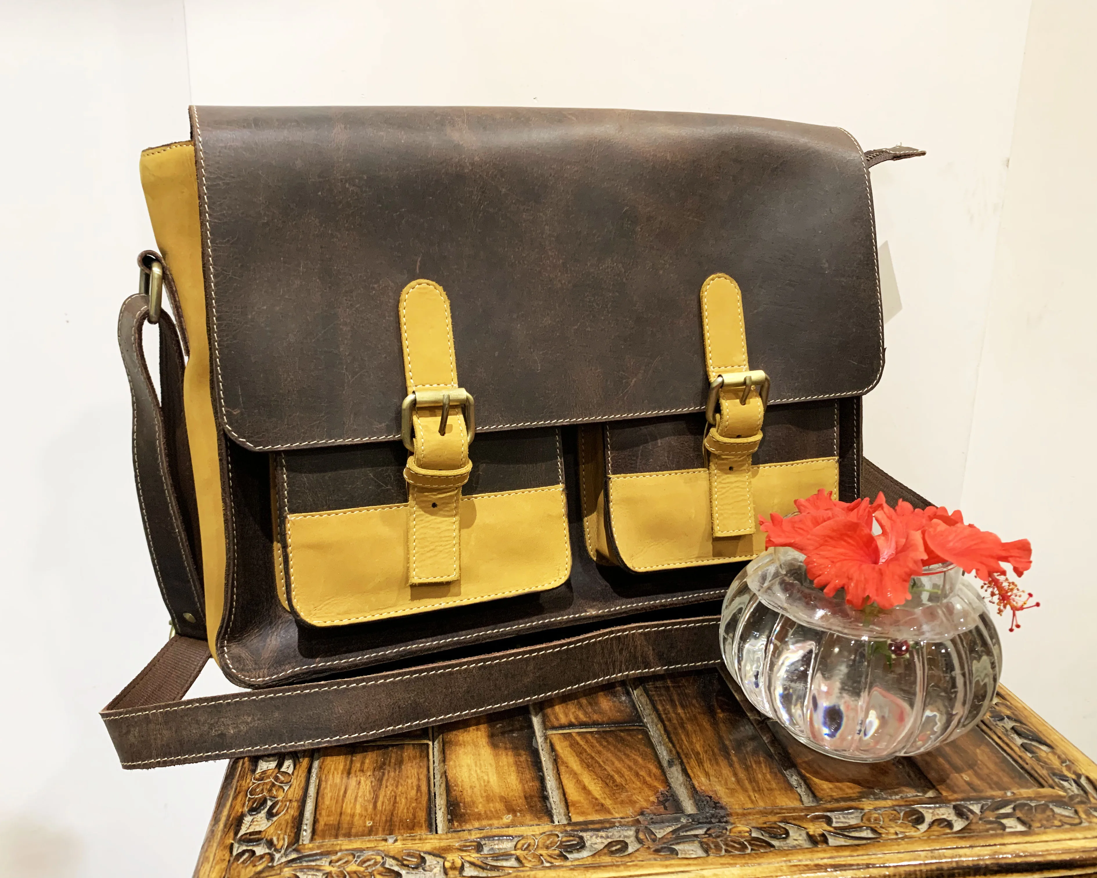 Hot Sale Top Grain Leather Bag Briefcase Style Bag For Unisex In Whole