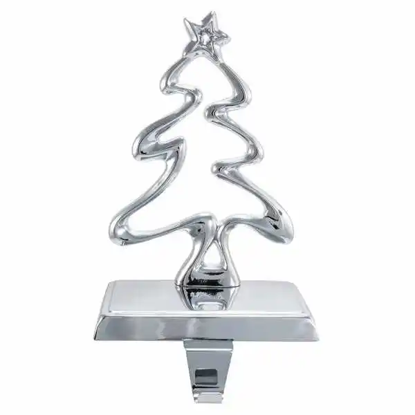Wirlsweal Christmas Stocking Holder Mantel Hook Golden Silver Color Elk Snowman Snowflake Tree Holiday Decoration Xmas Gift Bag Sock Metal Fireplace