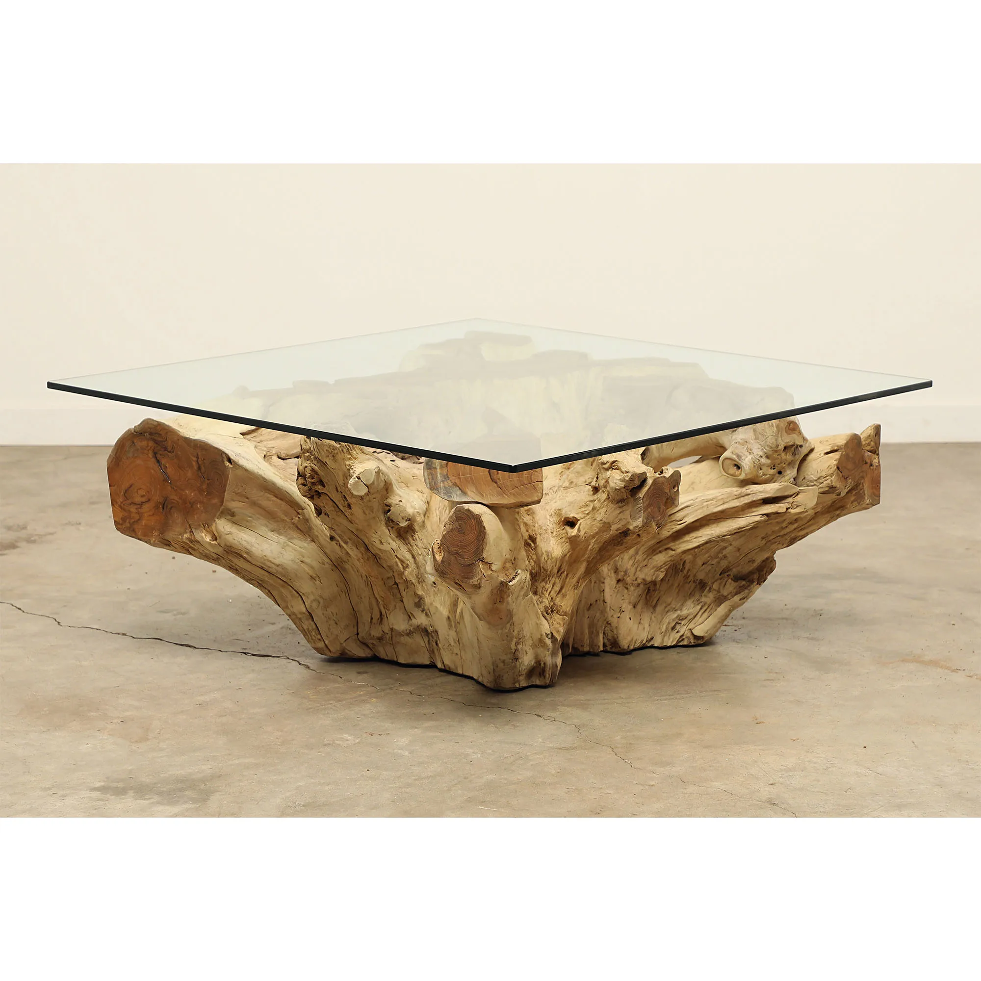 Traditional Teak Root Coffee Table - Rustic Solid Wood Living Room ...