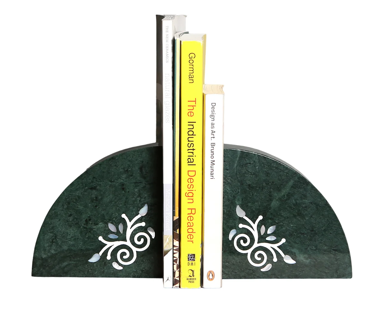 Tabletop Bookends,White Marble Lshaped Desktop Book Holders With Brass