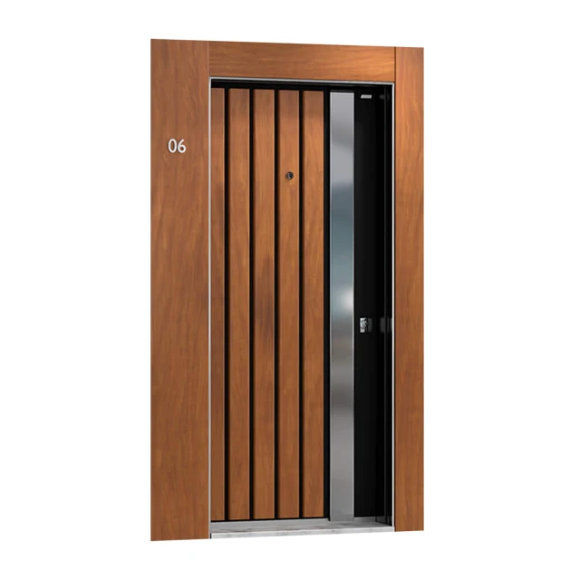 Absdoor Harmony Chrome Lever Detail Natural Painted Laths Modern