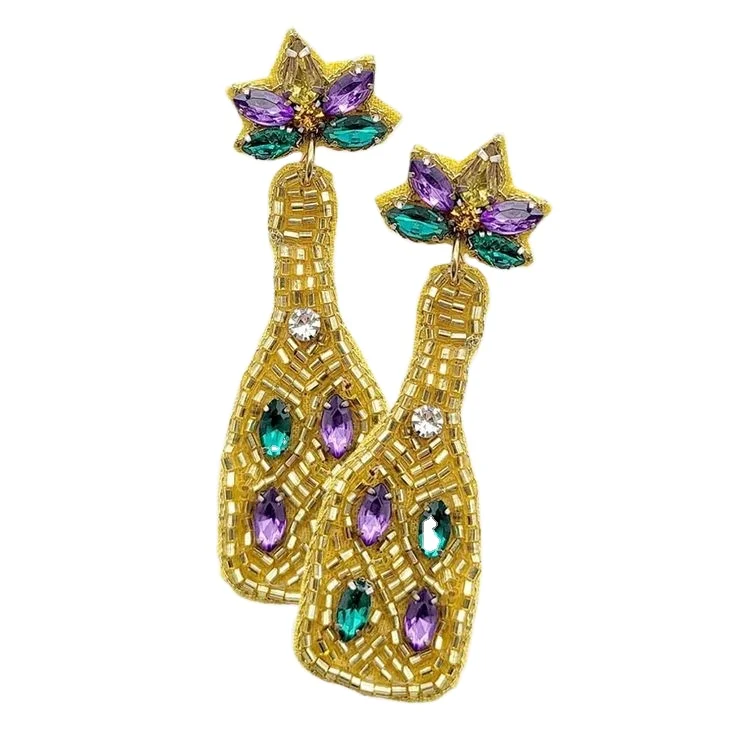 mardi gras dangle earrings