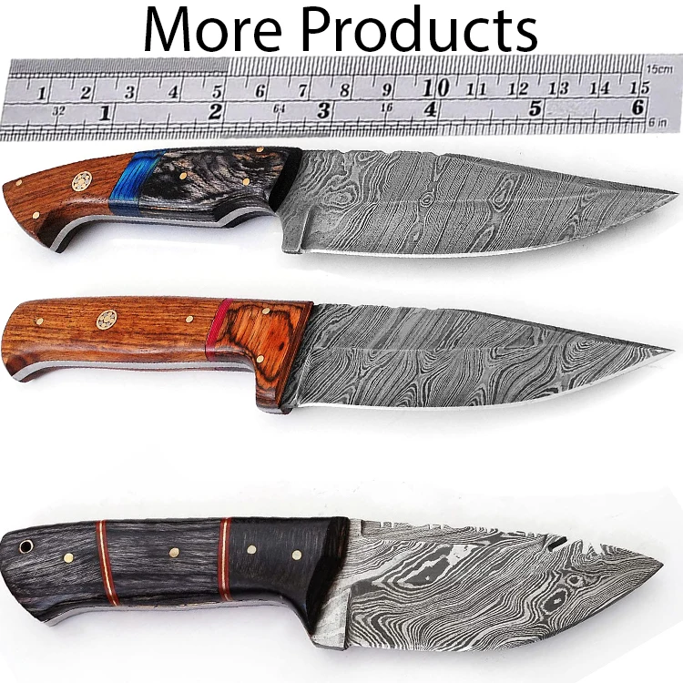 Custom Size Handmade Damascus Knife Fixed Blade Outdoor Hunting Knife