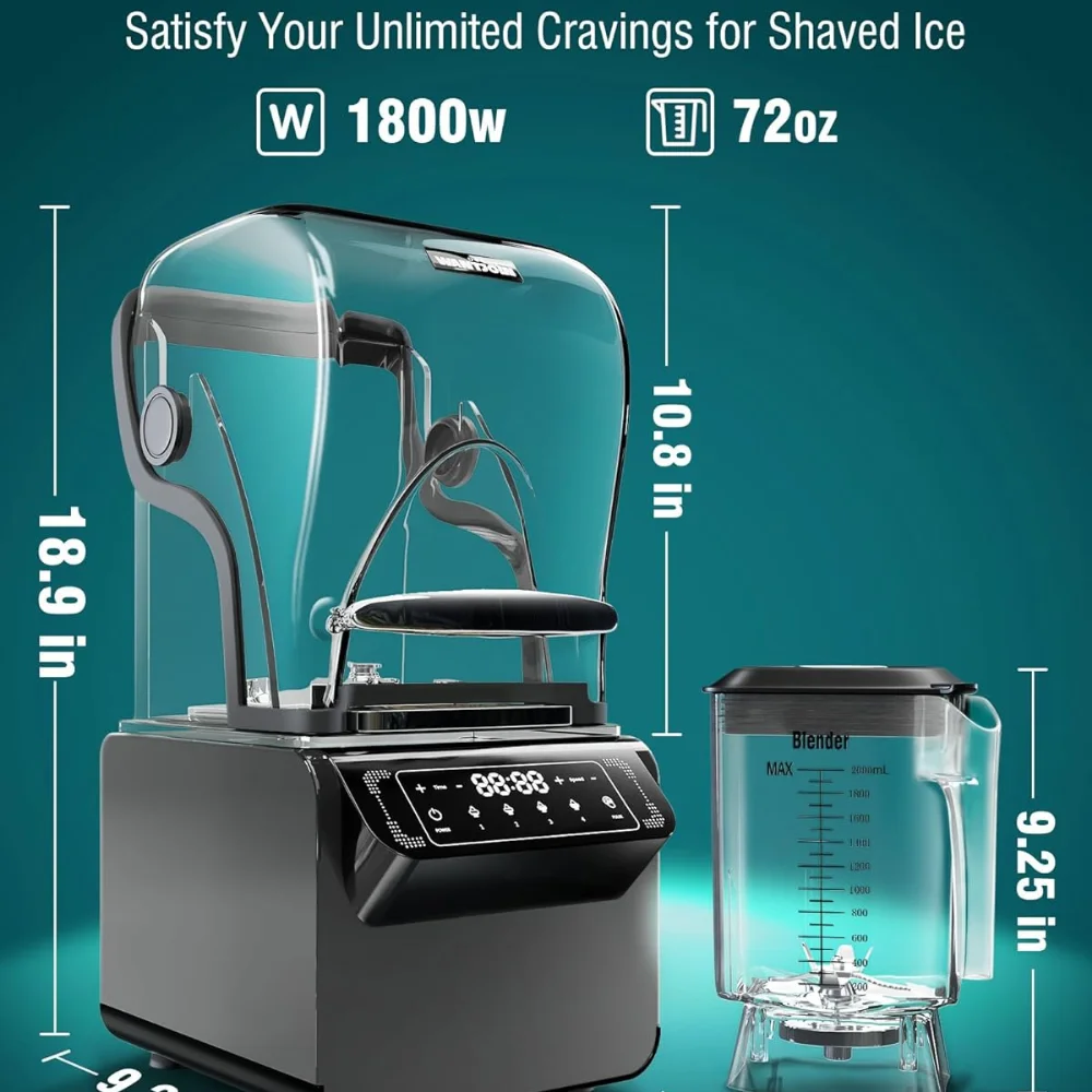 Hot Commercial Blender With Soundproof Shield & Jar (72 Oz),Quietest