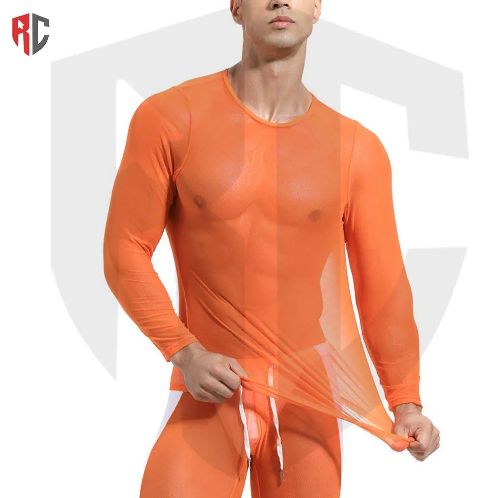 Transparent See Through Swimmer Sheer Mesh Custom Design O Neck Sheer