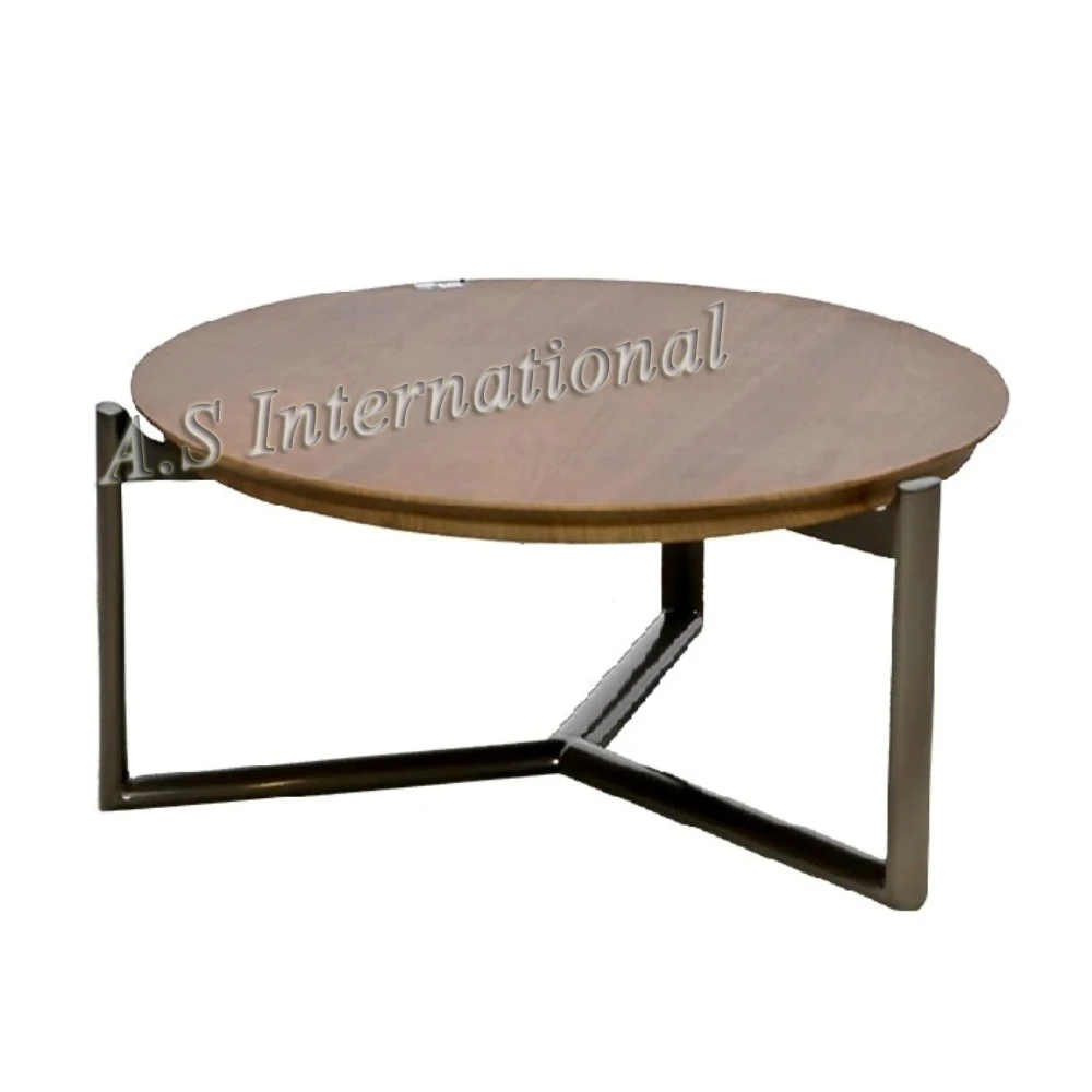 Hot Sale Latest Design Metal And Natural Wooden Side Table Modern Home