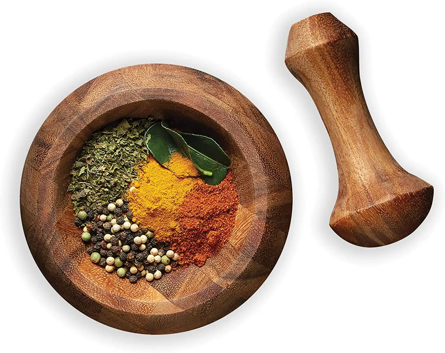 Olmec Mortar And Pestle Acacia Wood Herb Spice Masher Mortar Pestle