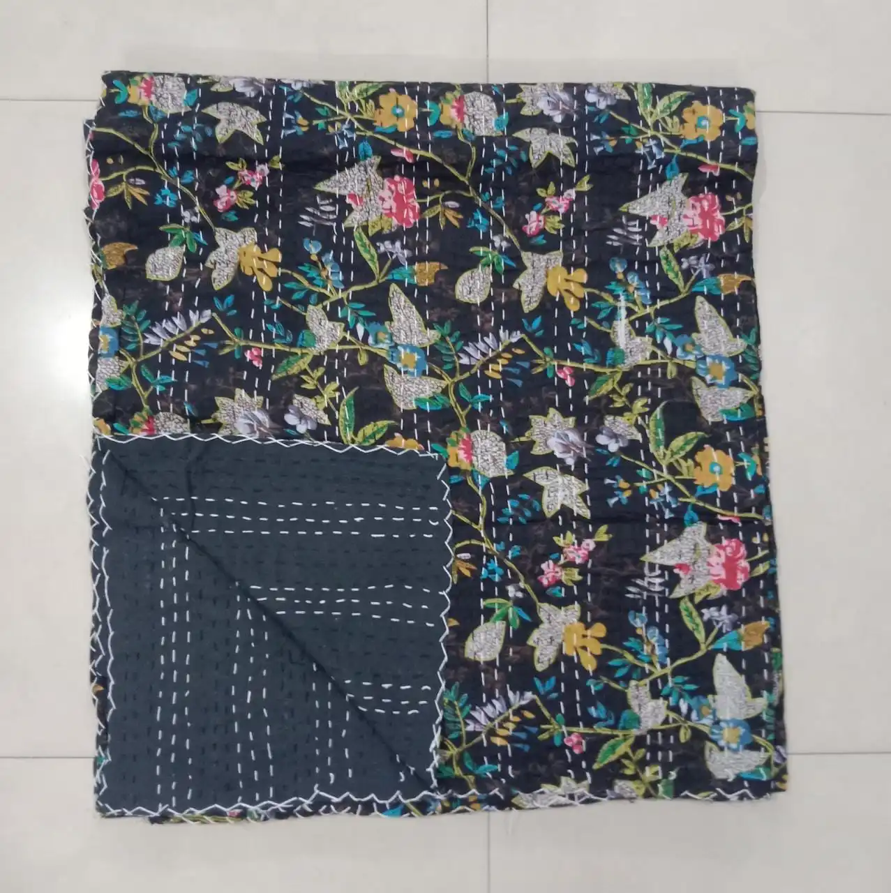 Custom Made Cotton Quilts In Prints In King Size In Floral Design In