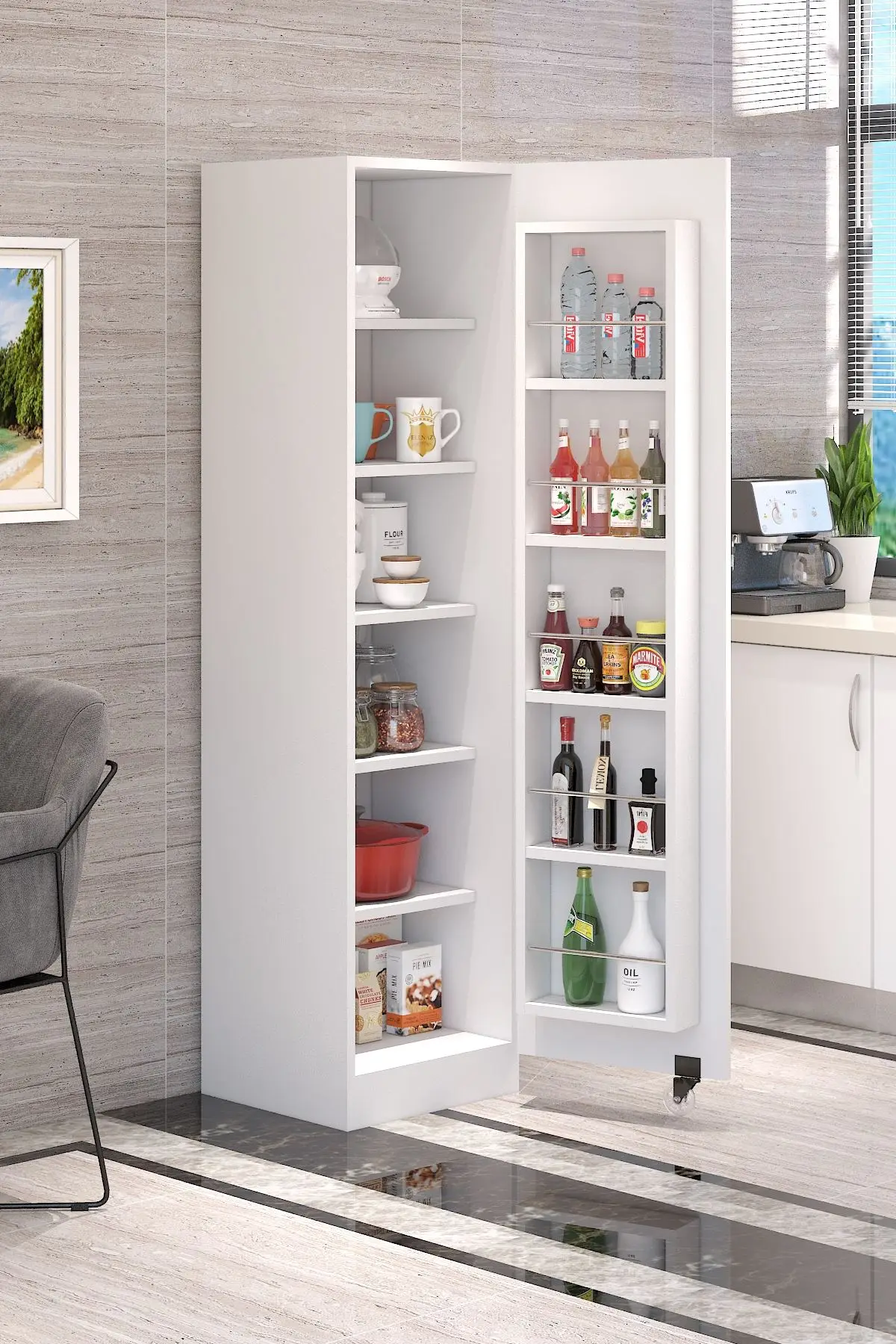 High Quality Product Lema Pantry Cabinet White Multi-purpose Cabinet 