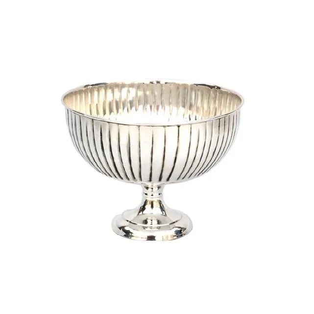 Gold Metal Pedestal Bowl 10 X 8inch Floral Compote Vase For Wedding