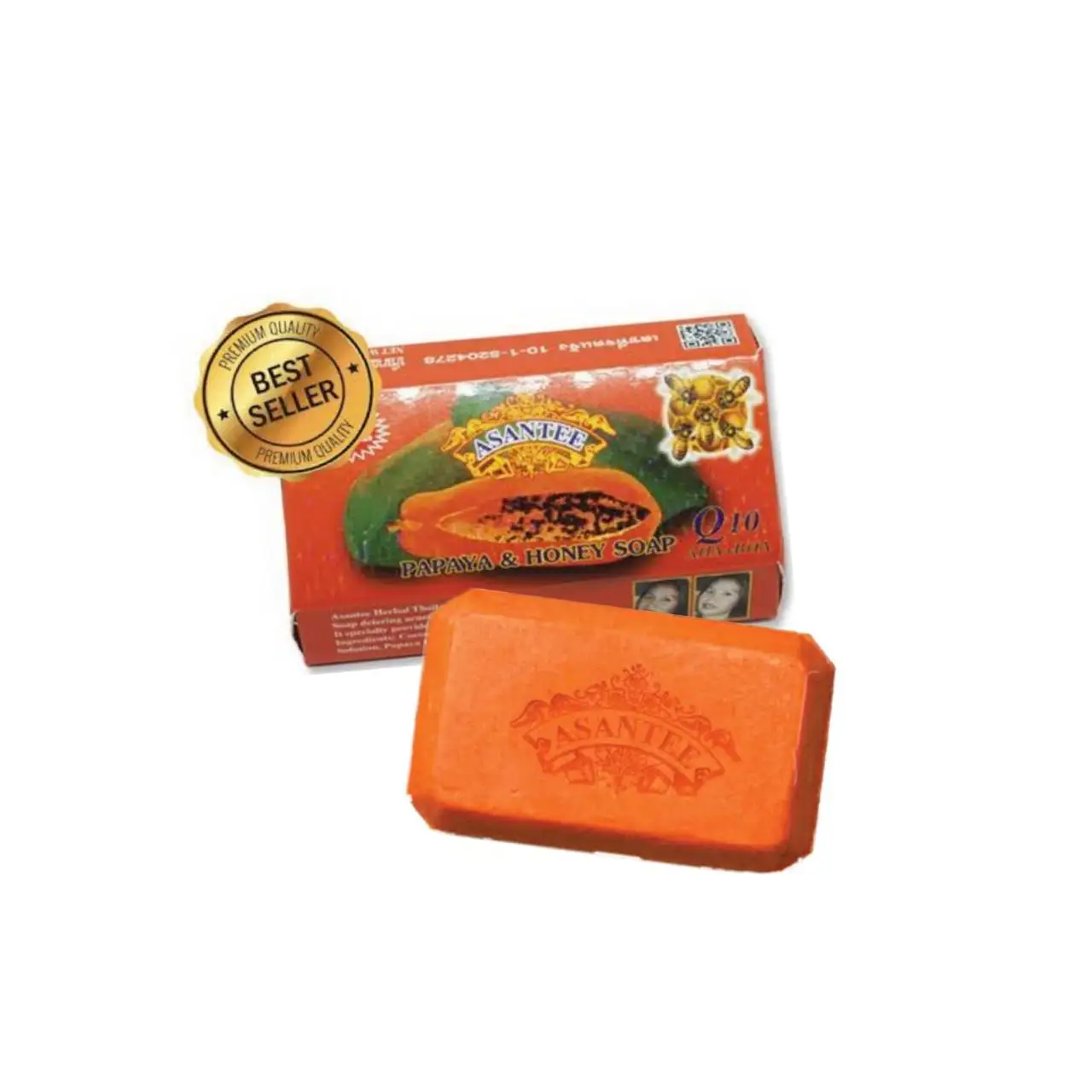 Asantee Papaya & Honey Soap,Authentic Thai Herbs. Helps Fight Acne And