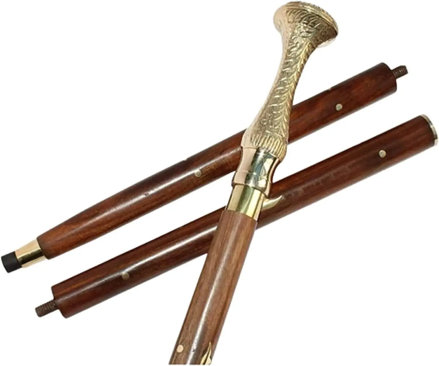 Wooden Walking Stick Medieval Replica Walking Cane With Brass Handle ...