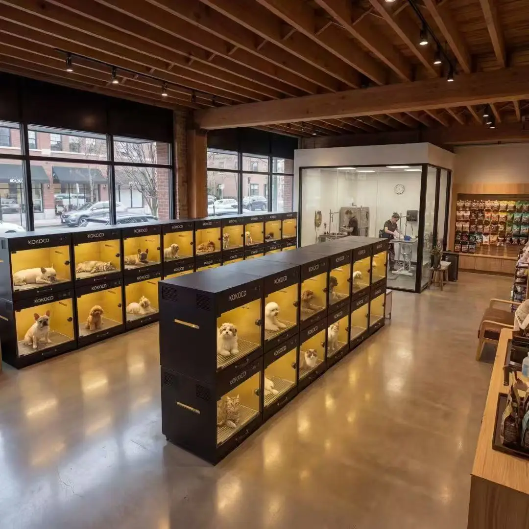 KOKOCD K01-B premium pet climate enclosure deployed in a professional pet hotel