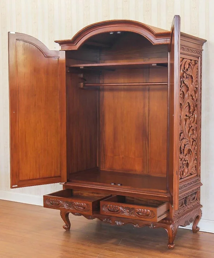 Aarsun Wooden Antique Hand Carved Almirah In Teak Wood With High