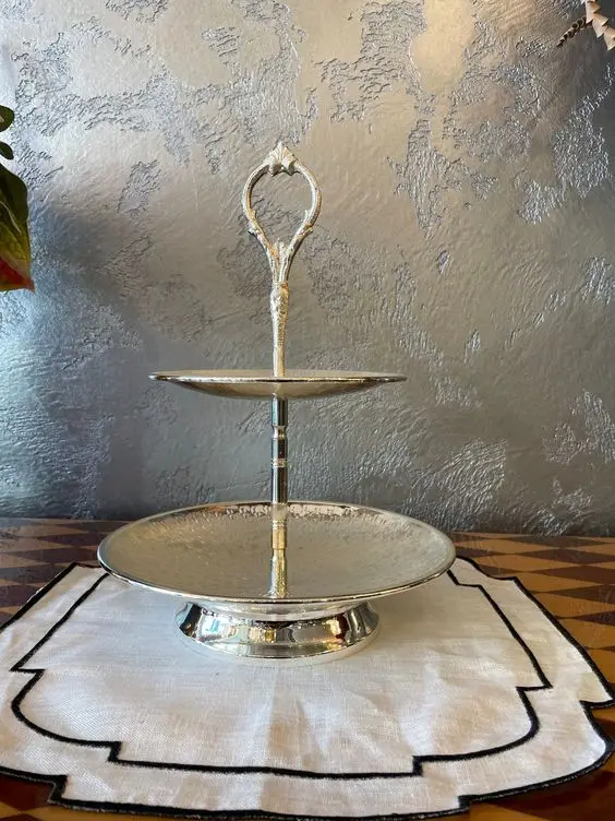 European Style Leaf Design Two Tier Cake Stand High Quality Aluminium ...