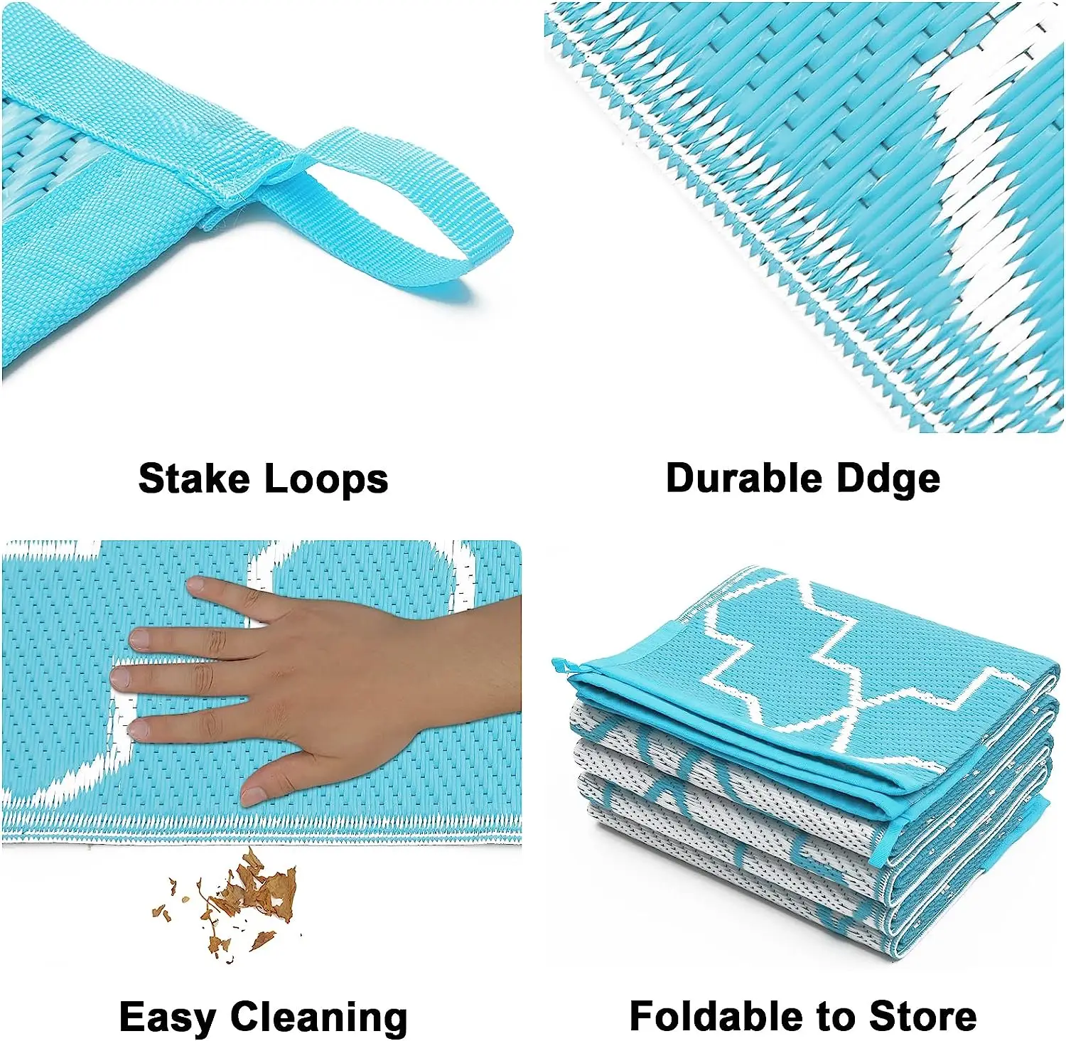 Picnic Reversible Woven Beach Mat Recycled Plastic Outdoor Rugs