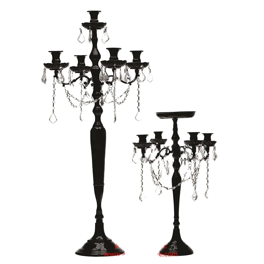 Black Candelabra With Crystal Drops Wedding Table Centerpiece ...