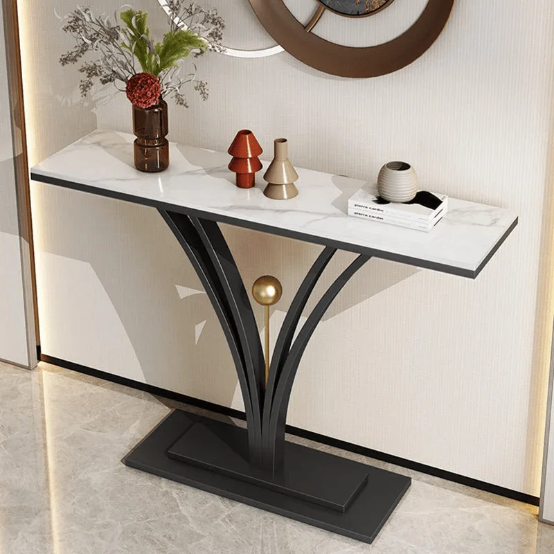 Modern Rectangle Entrance Hallway Tables With Marble Top Luxury Metal ...