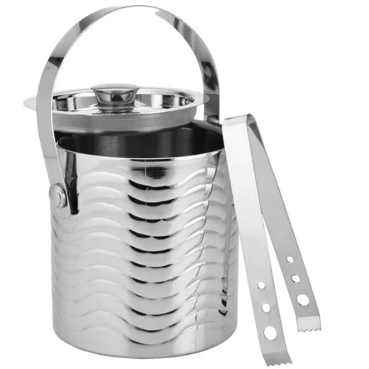 Silver Finished Stainless Steel Beverage Ice Bucket With Side Handle ...