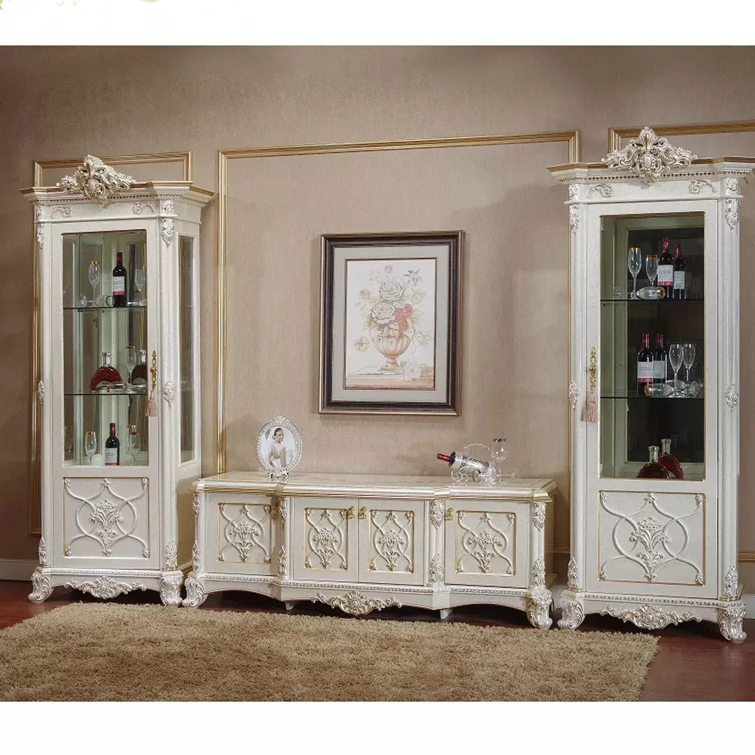 Wooden Antique Style Royal Bedroom Set In Unique Majestic Look In White