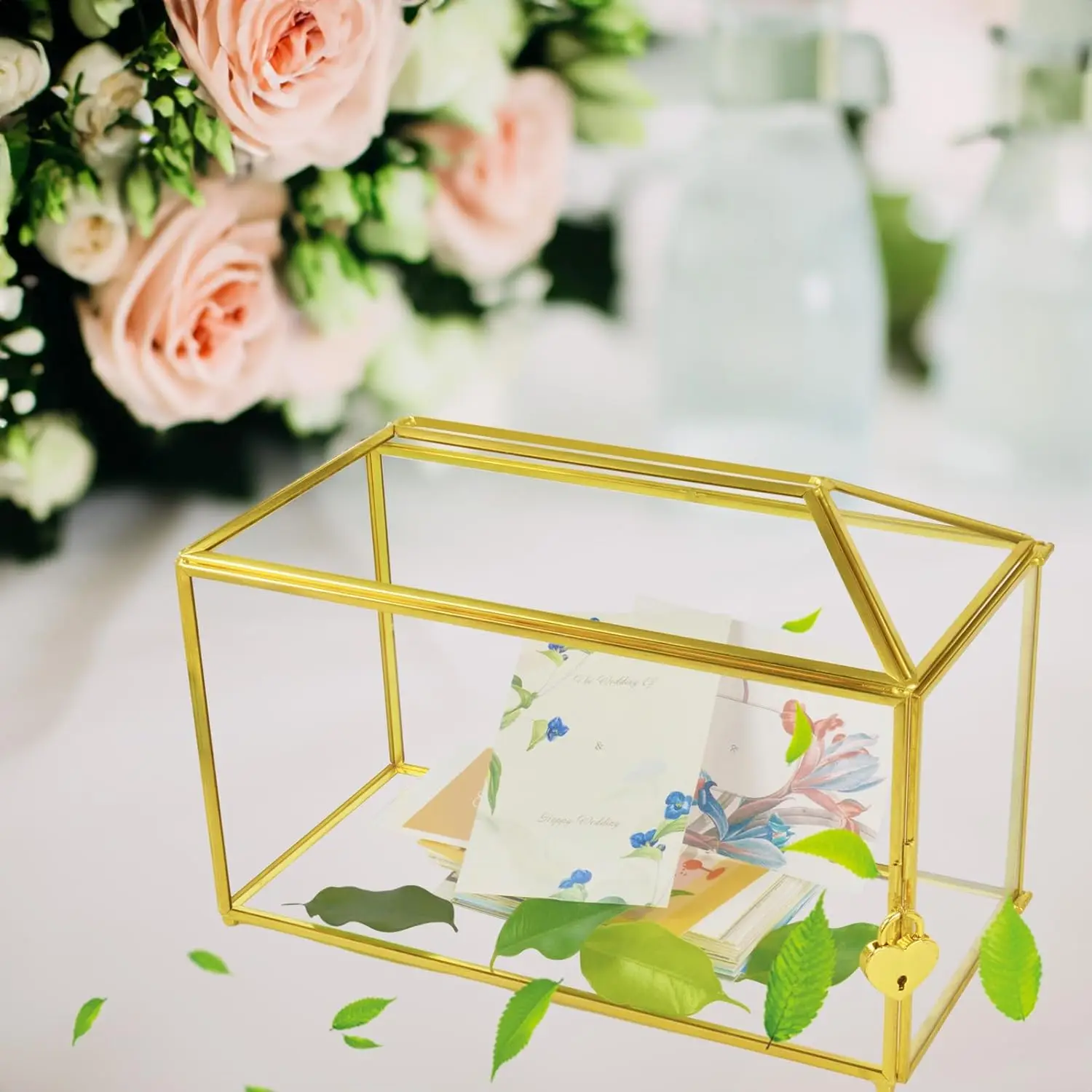 Large Glass Box Wedding Card Box With Lock For Cosmetic Jewelry ...