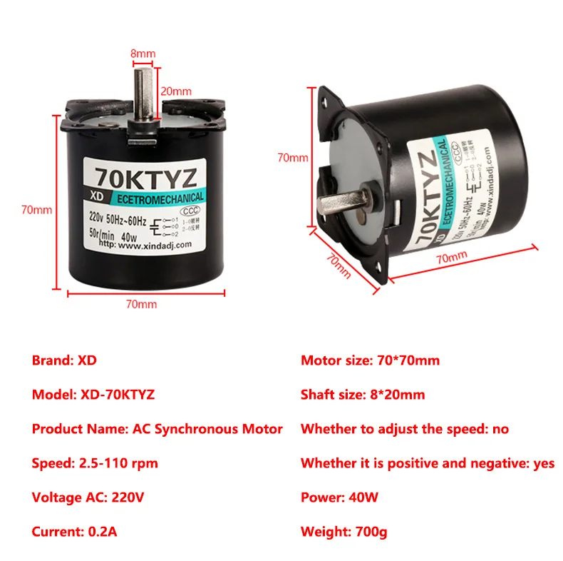 Xd 2 110rpm 220v 40w 70ktyz Synchronous Motor 220v Permanent Magnet Ac