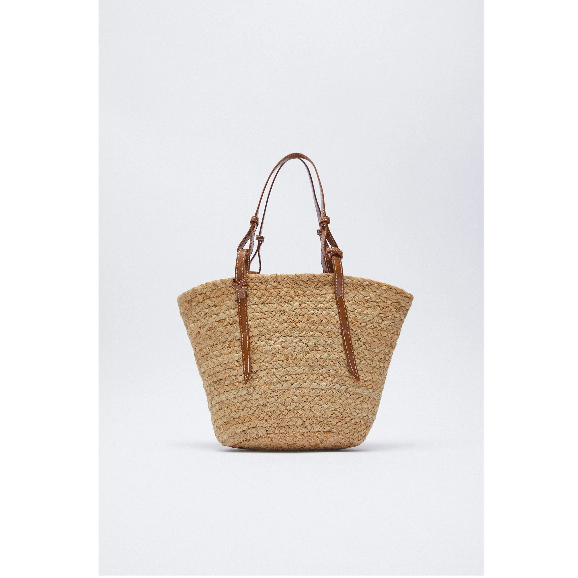 New Design Hand Braided Jute Basket Bag With Wooden Handle Ladies Hand