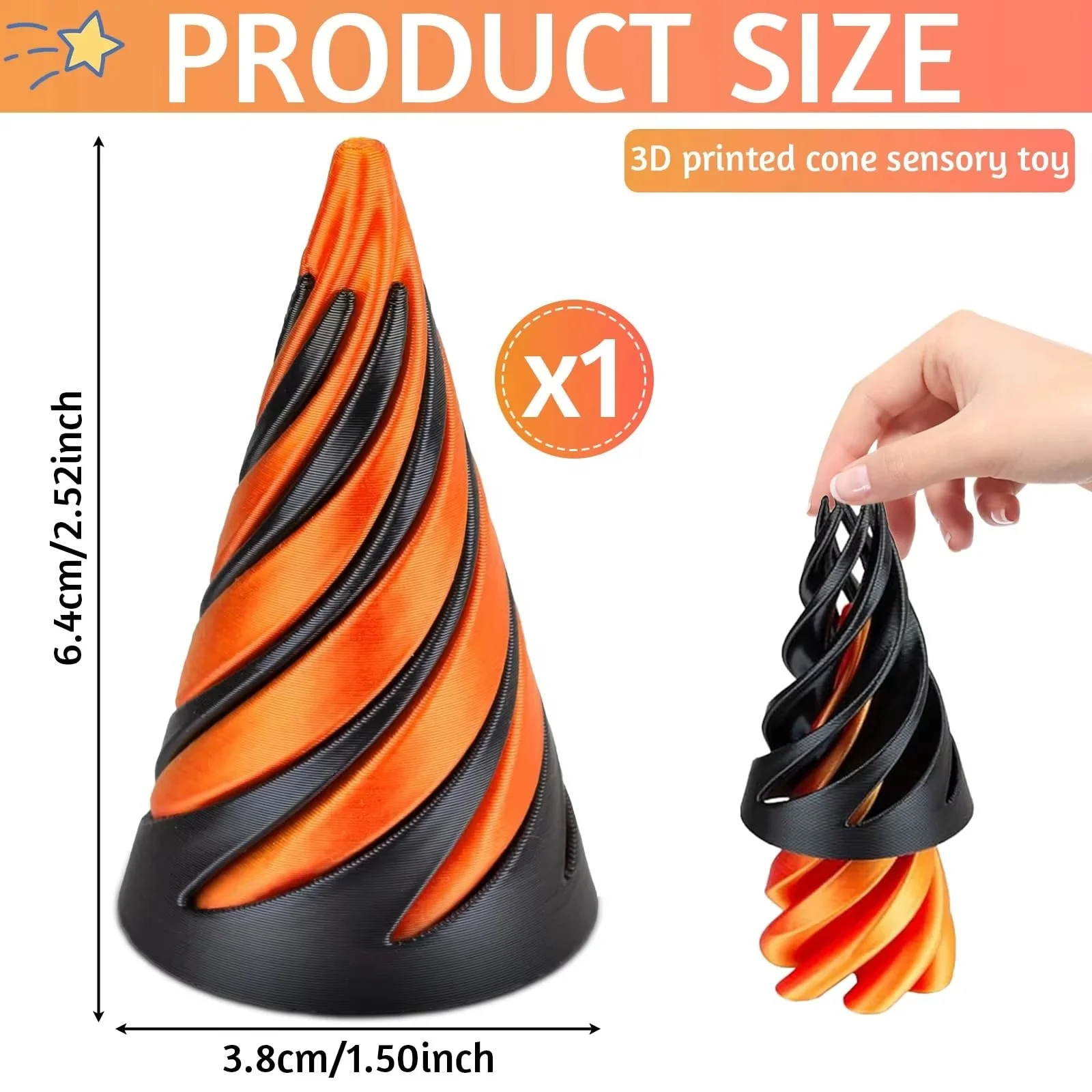 3 pezzi Impossible Cone, Funny Spiral Cone Fidget Toy per