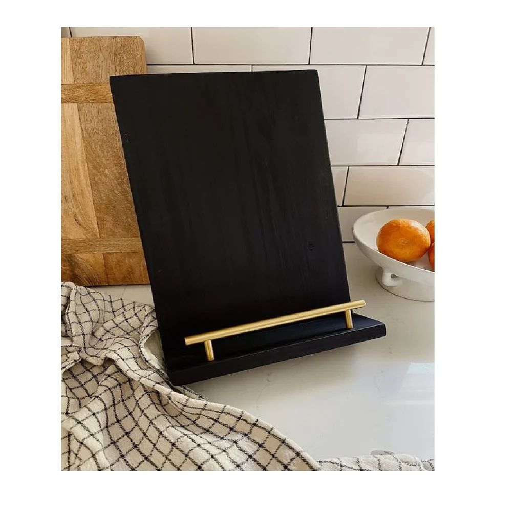 Brown Wood Recipe Cookbook Holder Stand, Cookbook Holder For Countertop Display