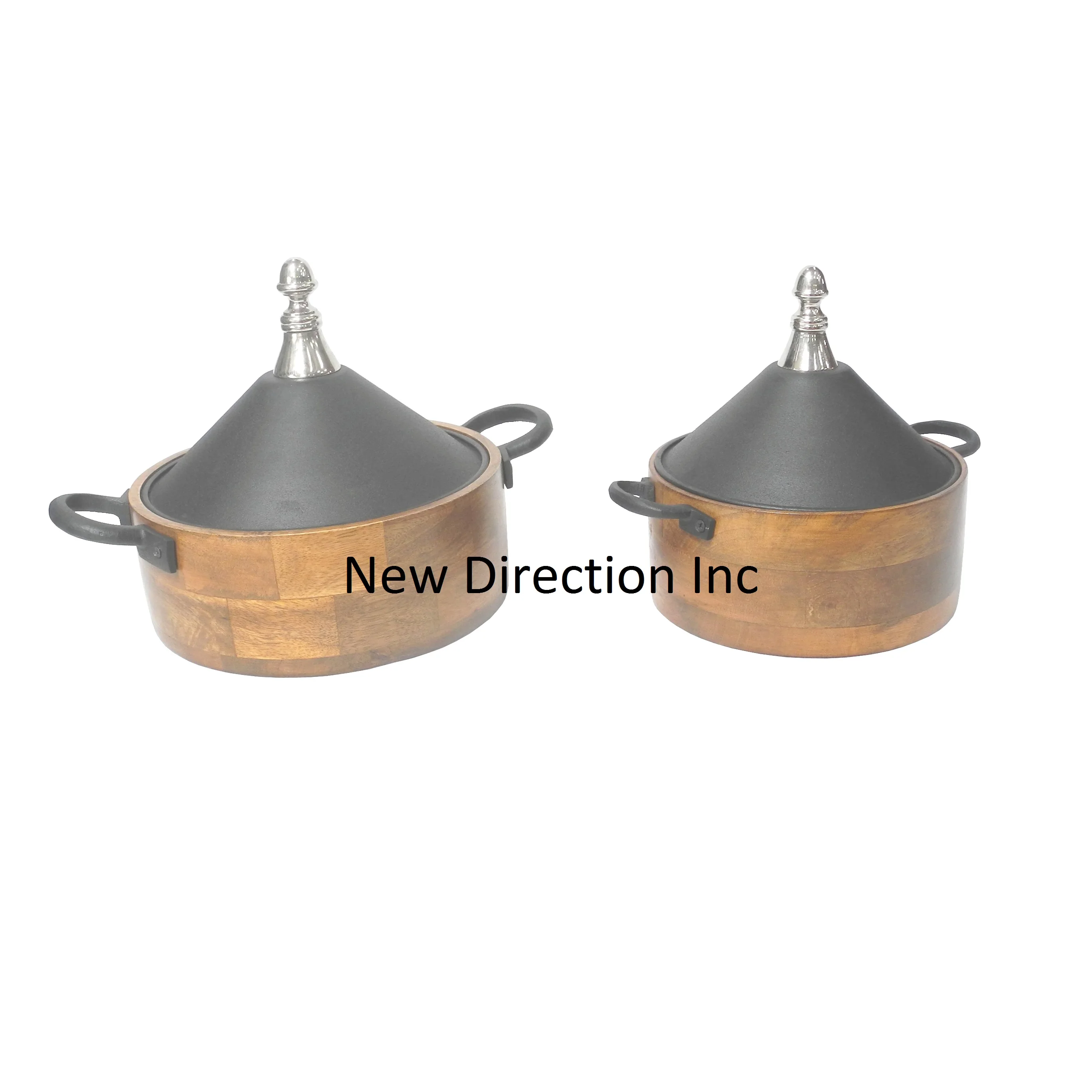 Black Powder Coated Lid Set Of 2 Serving Hot Pot Insulated Casseroles