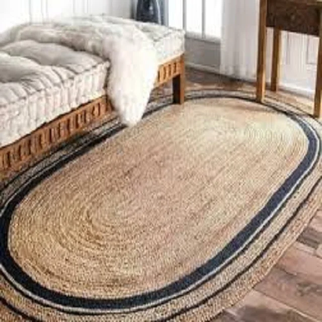 Oval Jute Hemp Braided Rugs Indian Handmade Jute & Cotton Braided Rugs Braided Beautiful