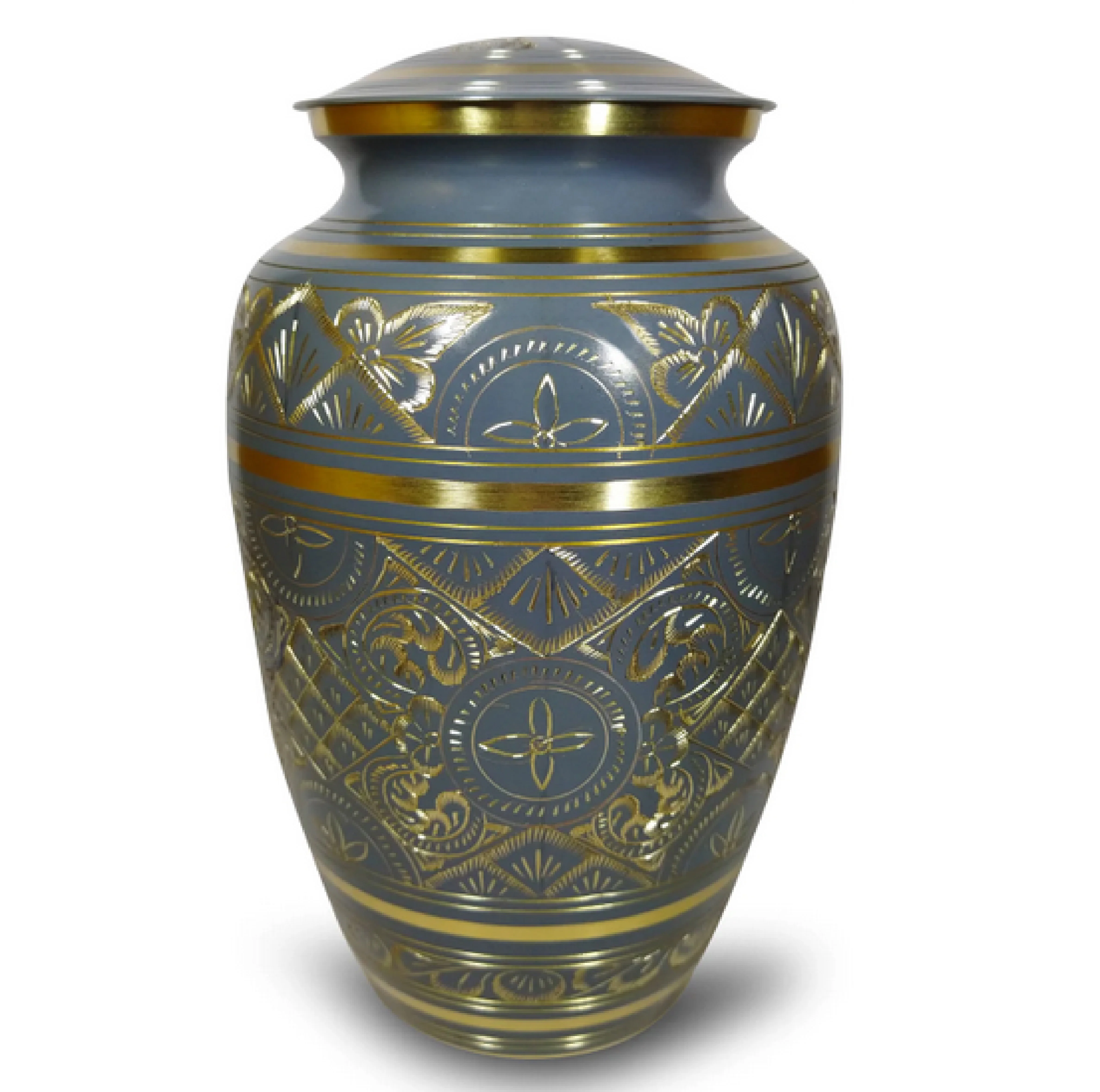 High Quality Black Metal Cremation Urns Hot Selling Full Engraved Brass 