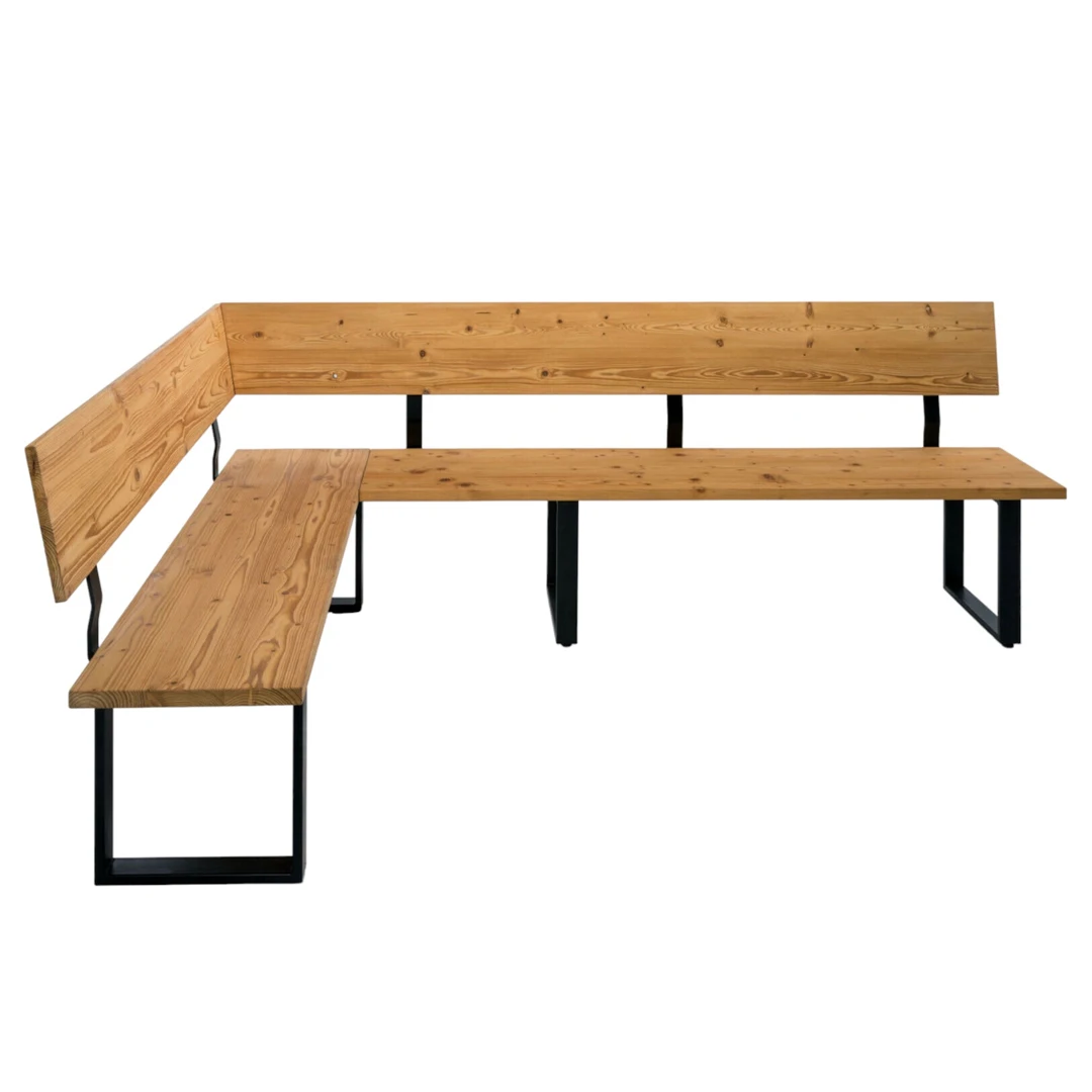 Teak Solid Wood Outdoor Garden Leisure Corner Bench With Backrest And