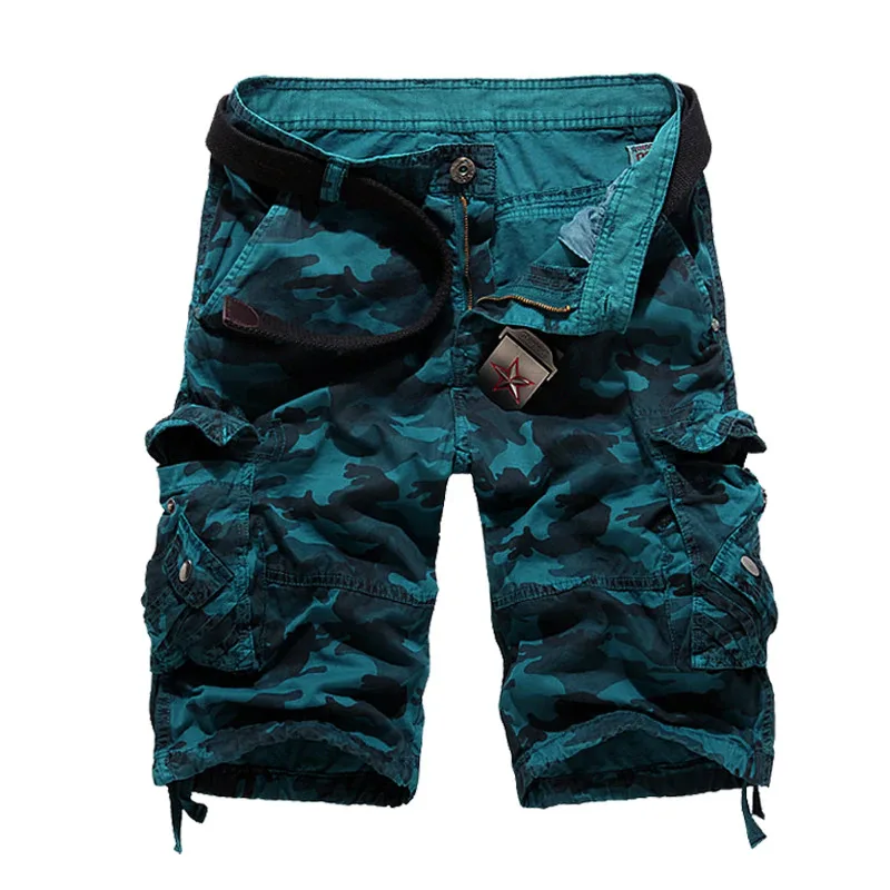 Pantalon court Cargo d'été personnalisé pour hommes, en coton, multi-poches, décontracté, à la mode, 105_voghion.com