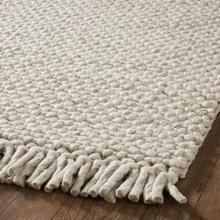 Modern Rugs Wool Natural Loop Braided Woven Hand Made Rugs Wool Handmade Braided Loop Area Rugs