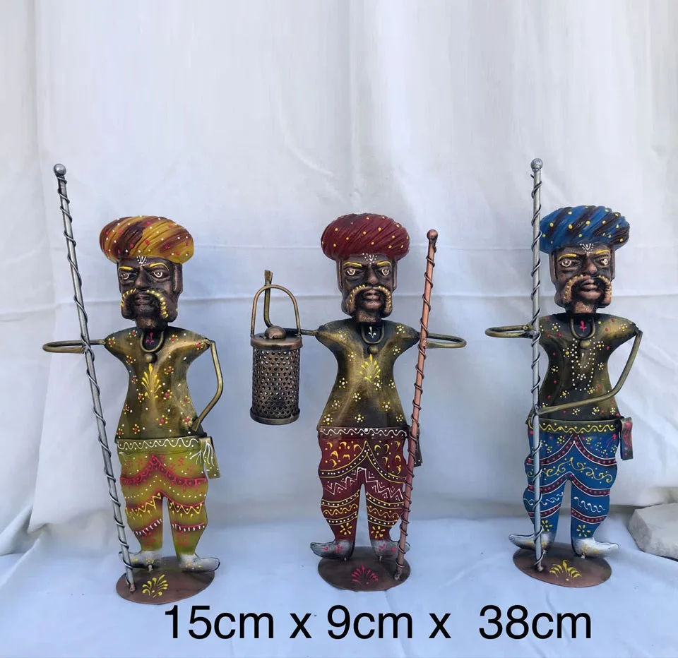 Indian Metal Traditional Rajasthani Chowkidar Idol Figurine Showpiece