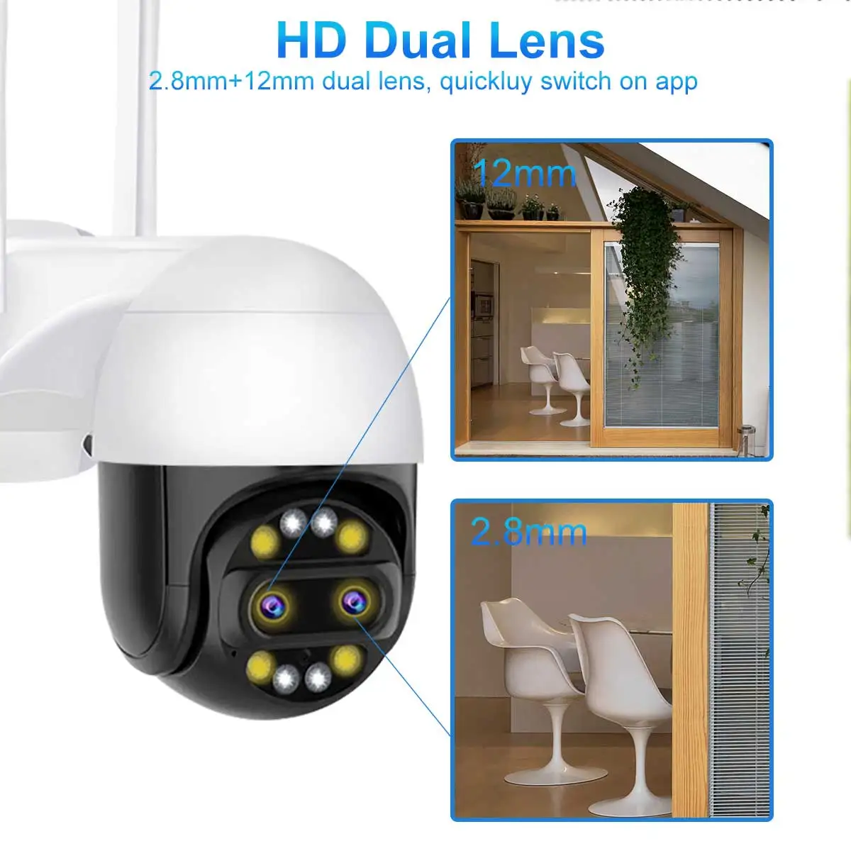 Hd 4k 8mp Wifi Surveillance Camera Ptz Outdoor Dual Lens 8x Digital ...