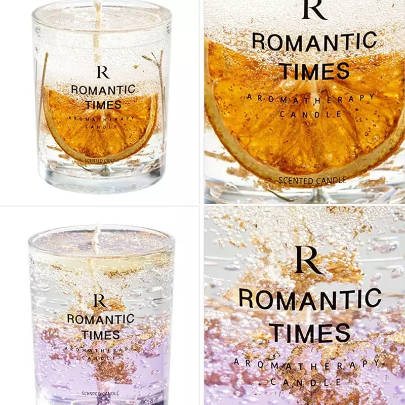 Luxury Clear Transparent Gel Wax Candles Dried Flower Jelly Scented