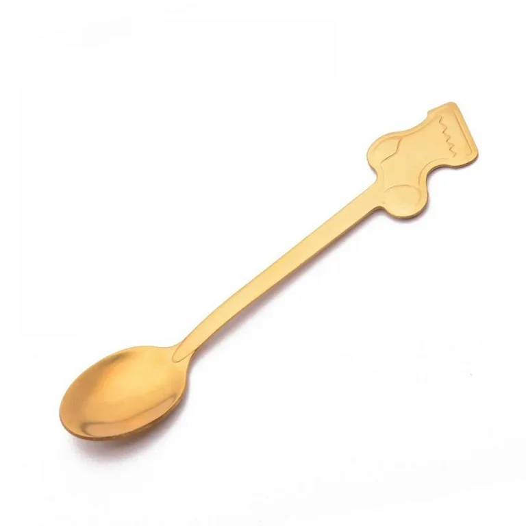 Simple And Modern Luxury Look Design Long Handle Coffee Spoon With Gold