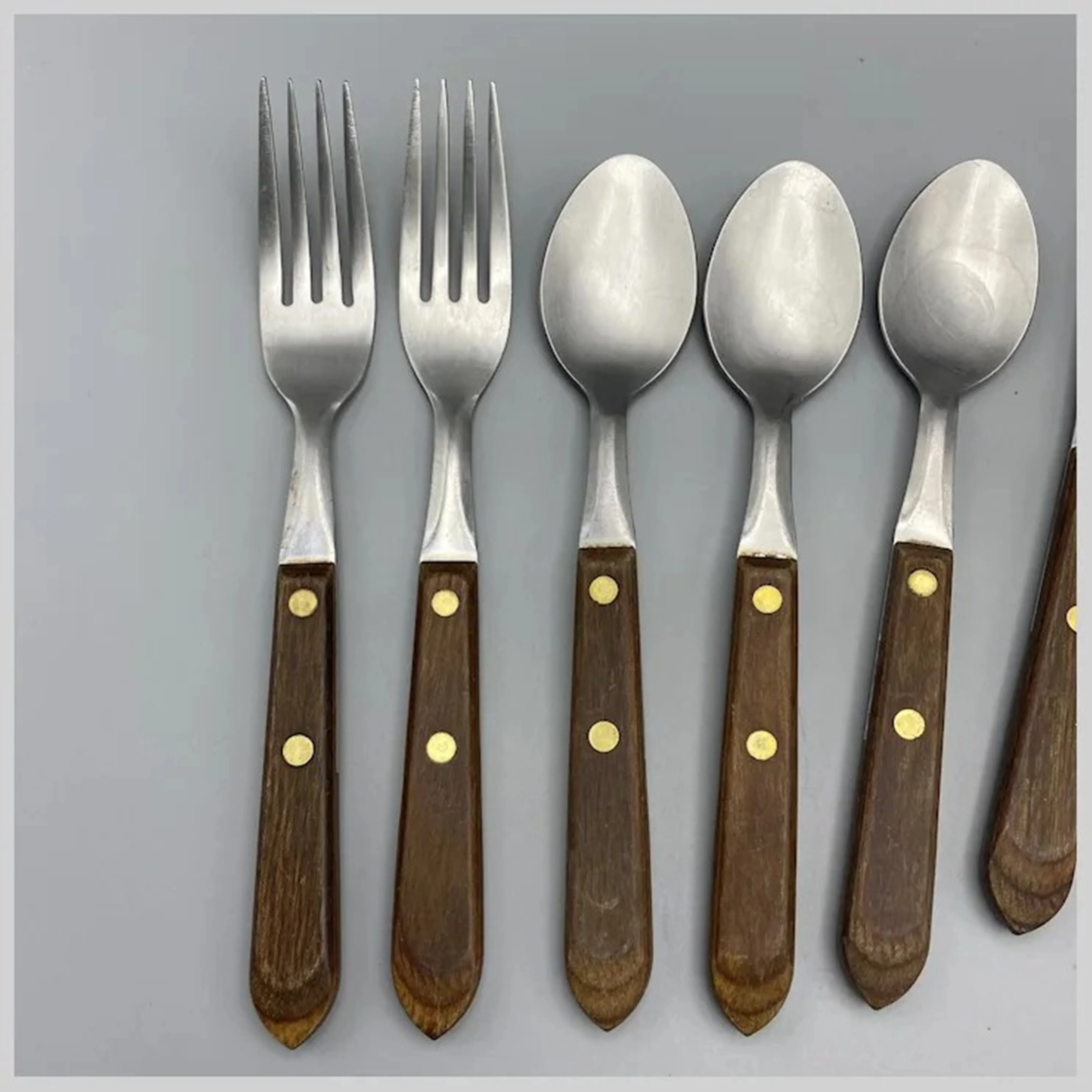 Stainless Cutlery Dinnerware Vintage Cutlery Multicolored Rainbow Gold