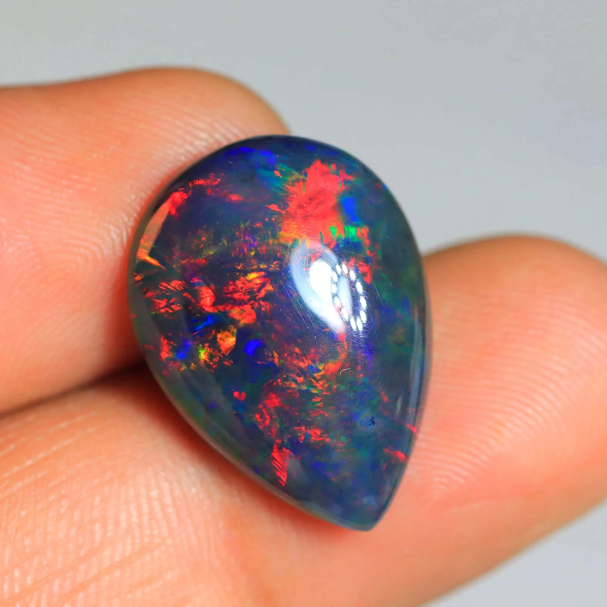 Beautiful Ethiopian Black Opal Cabochon Semi Precious Pear Shape For ...