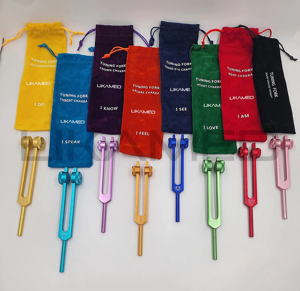 Coloured Solfeggio Body Tuning Forks Set Of 6 Pcs Packed With The